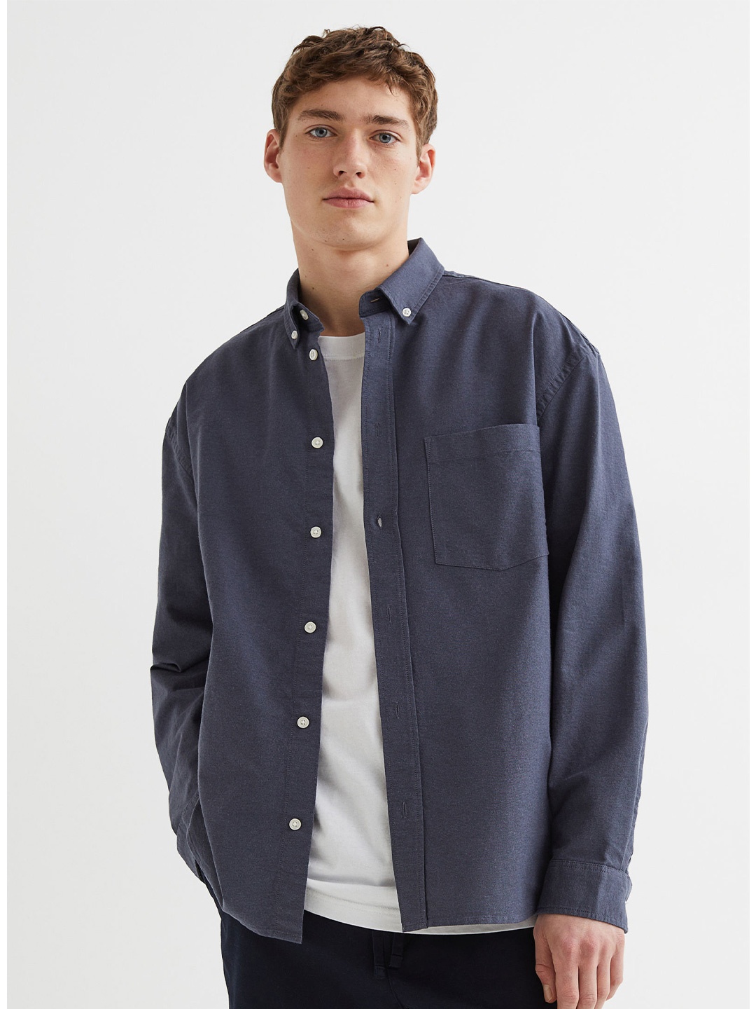 

H&M Relaxed Fit Oxford Shirt, Blue