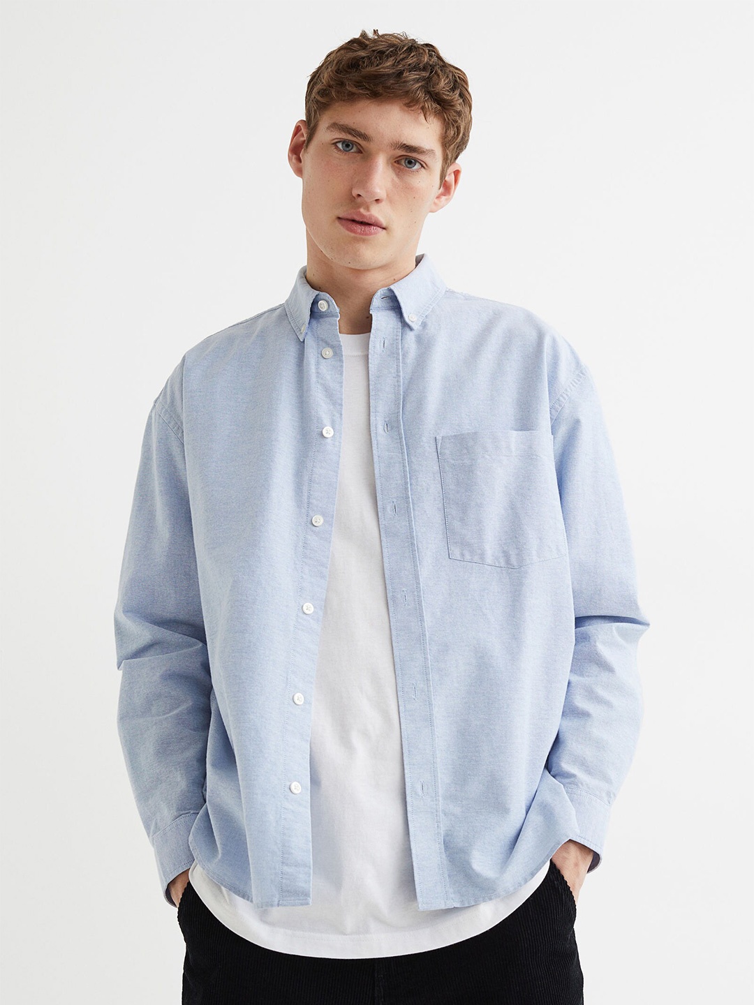 

H&M Men Blue Relaxed Fit Oxford Shirt