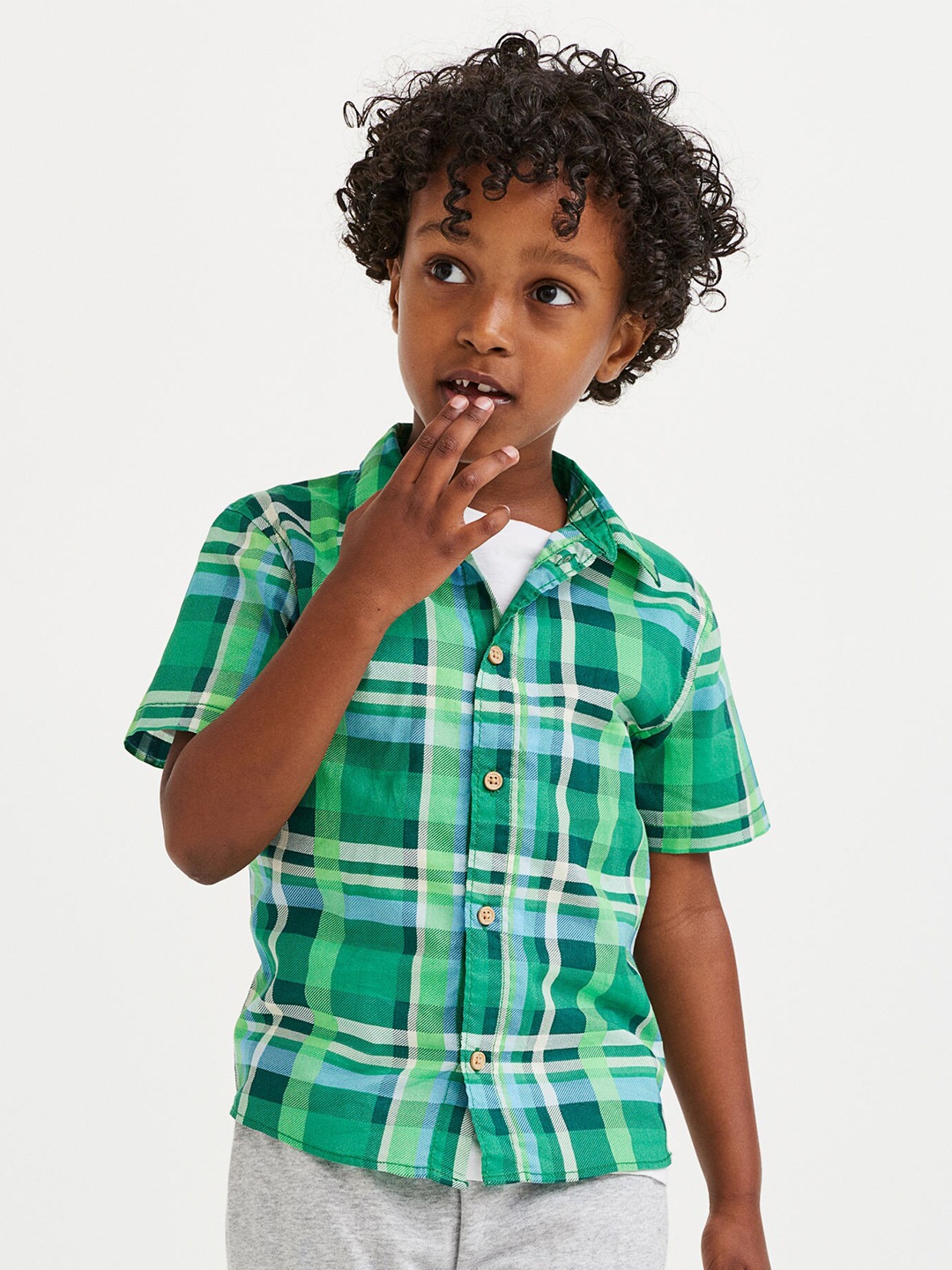 

H&M Green Short-Sleeved Cotton Shirt
