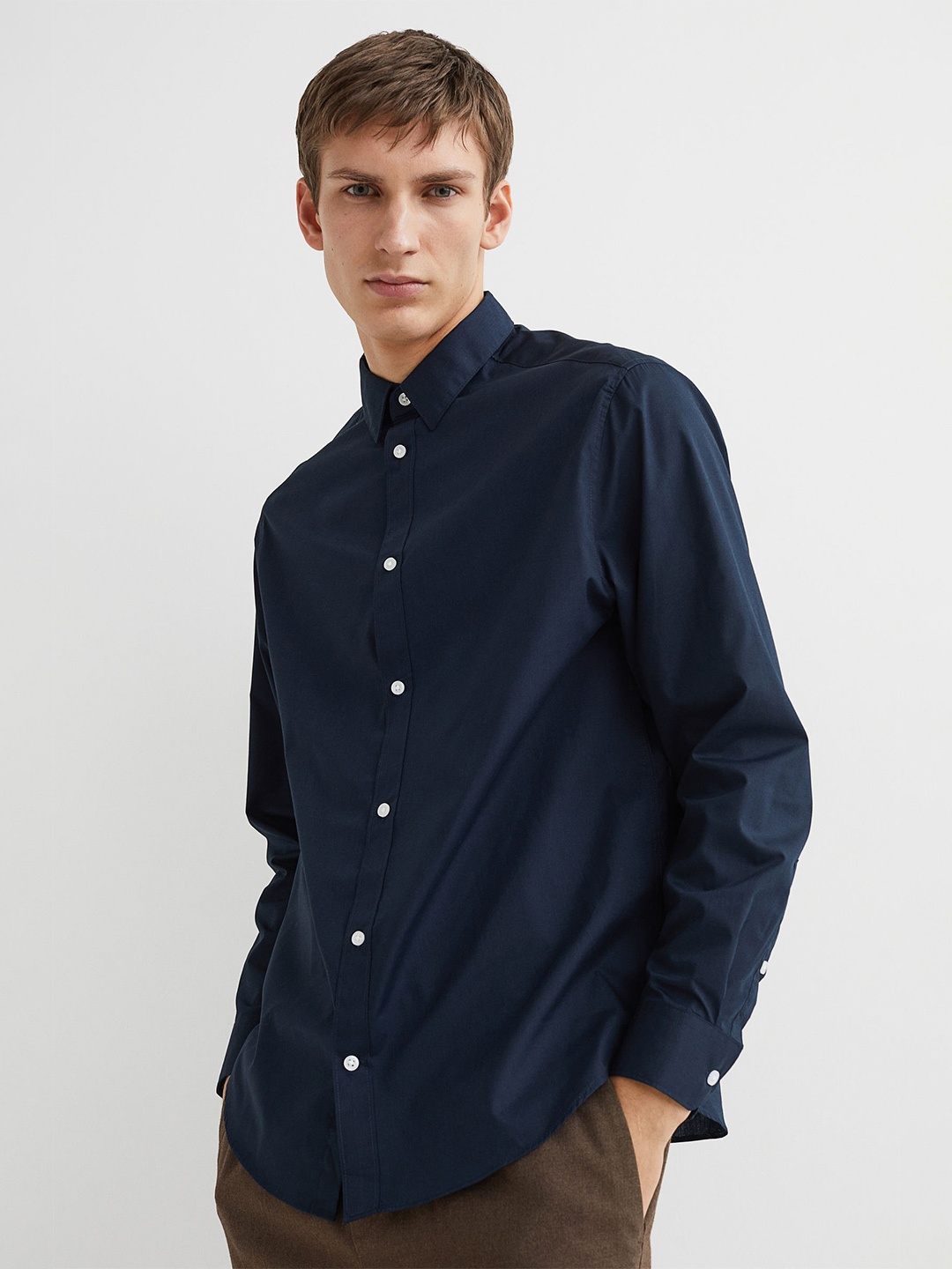 

H&M Regular Fit Easy-Iron Shirt, Blue