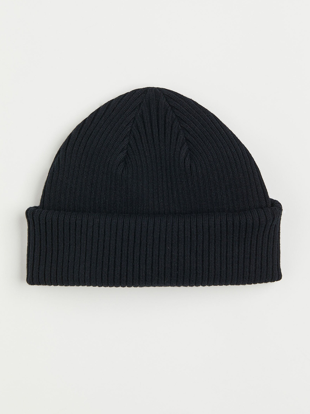 

H&M Men Solid Rib-Knit Hat, Black