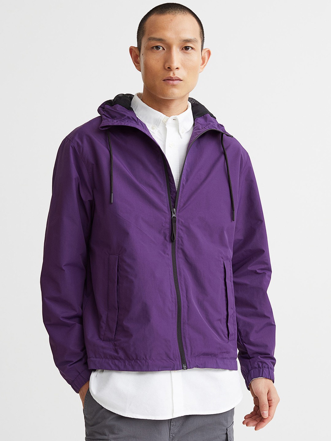 

H&M Men Nylon Windbreaker, Purple