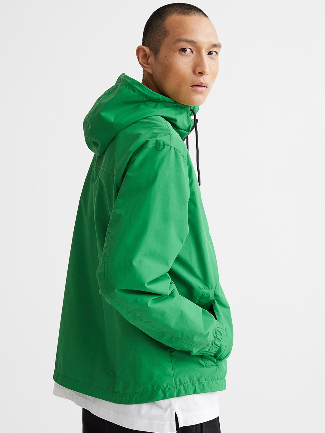 

H&M Men Nylon Windbreaker, Green