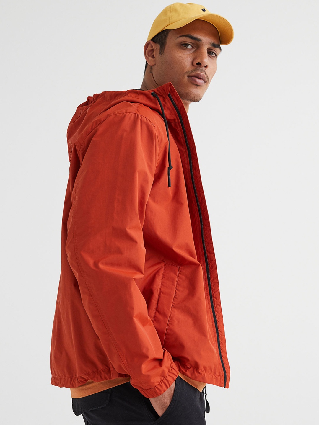 

H&M Men Nylon Windbreaker, Orange