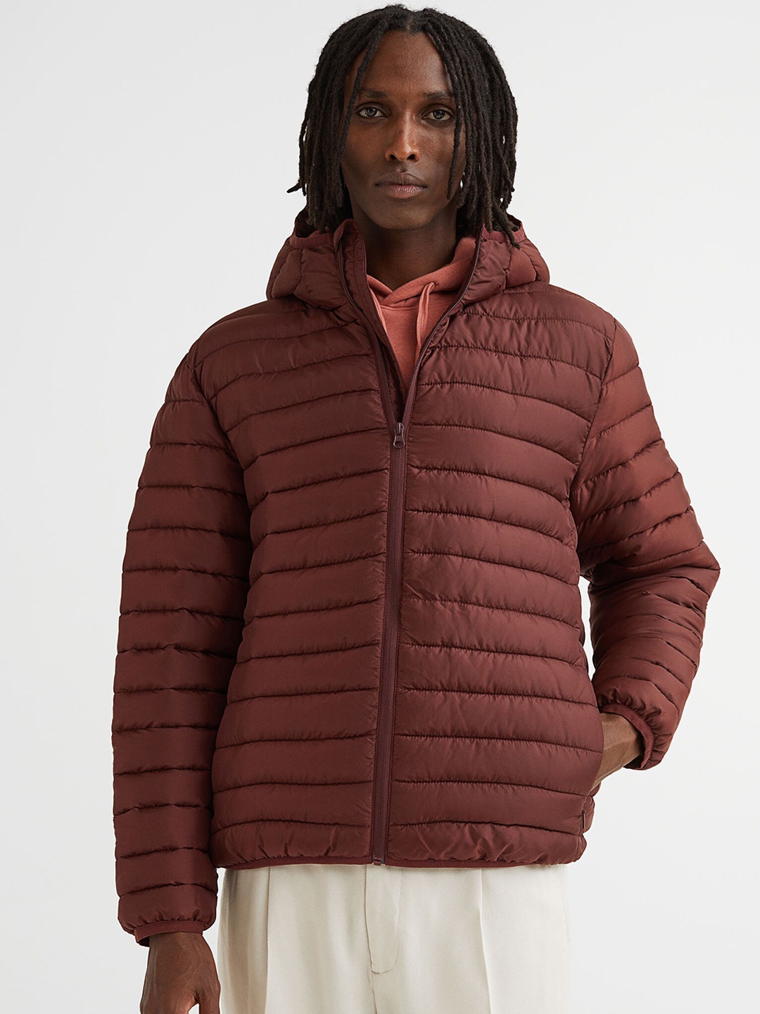 

H&M Men Lightweight Puffer Jacket, Maroon