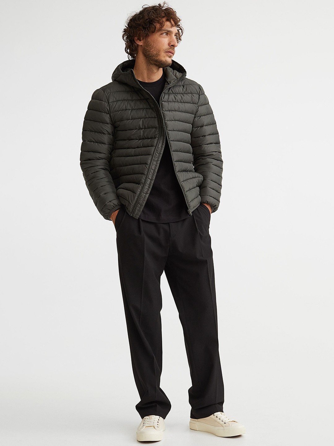 

H&M Men Lightweight Puffer Jacket, Green