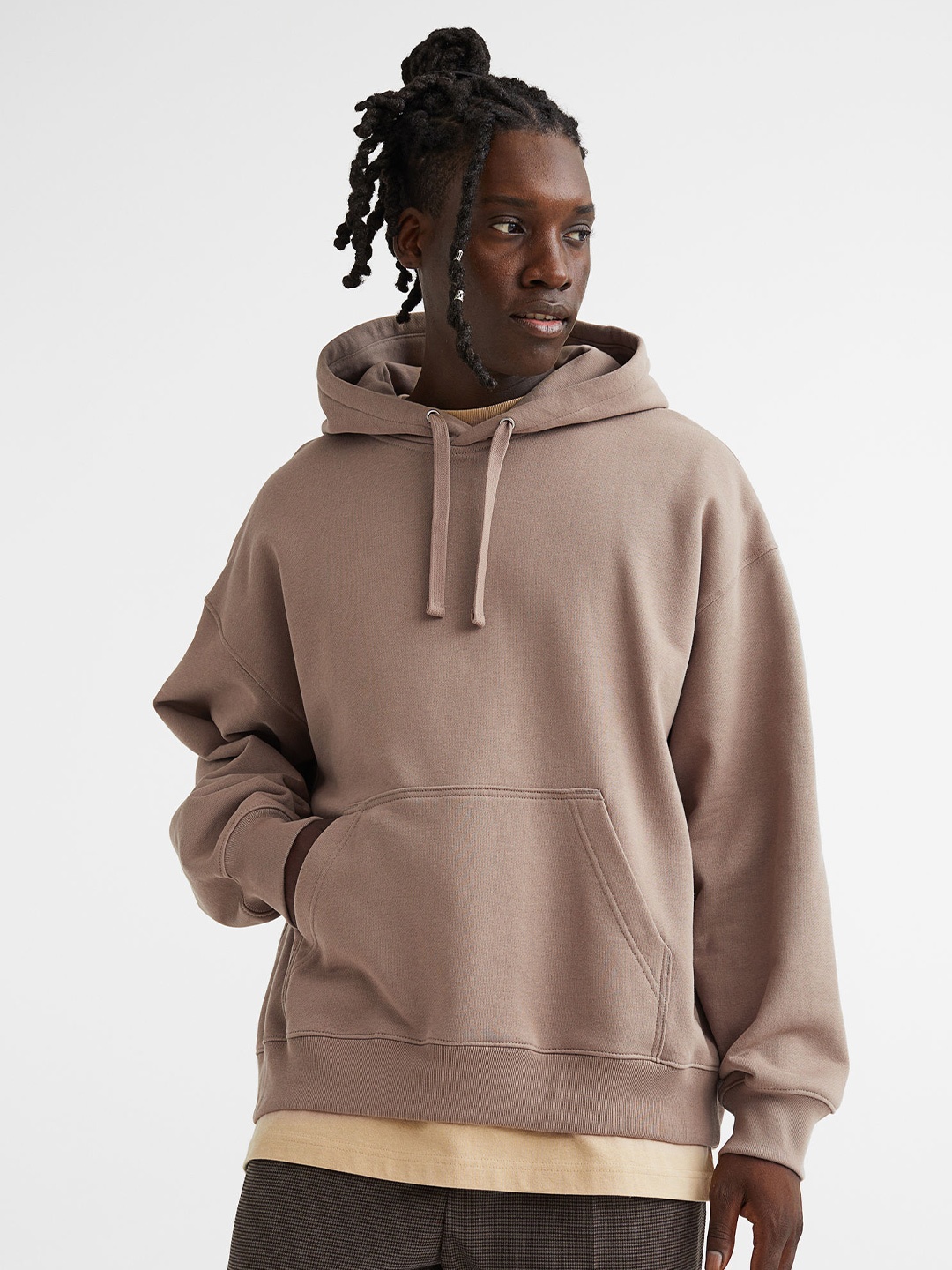 

H&M Men Oversized Fit Cotton Hoodie, Beige