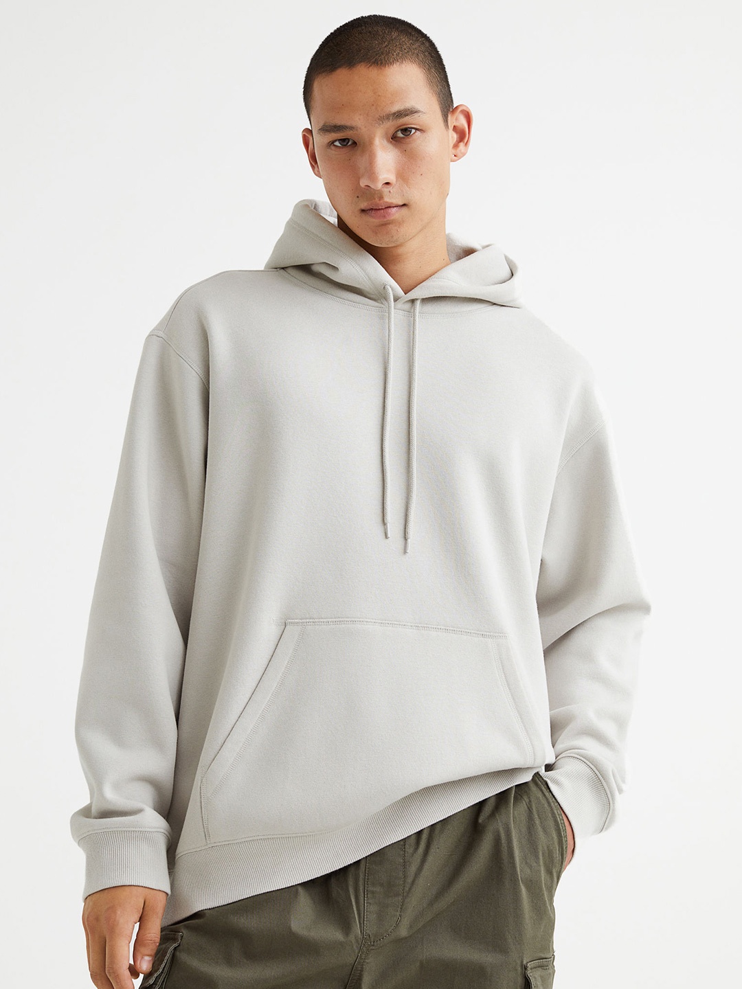 

H&M Men Relaxed Fit Hoodie, Beige