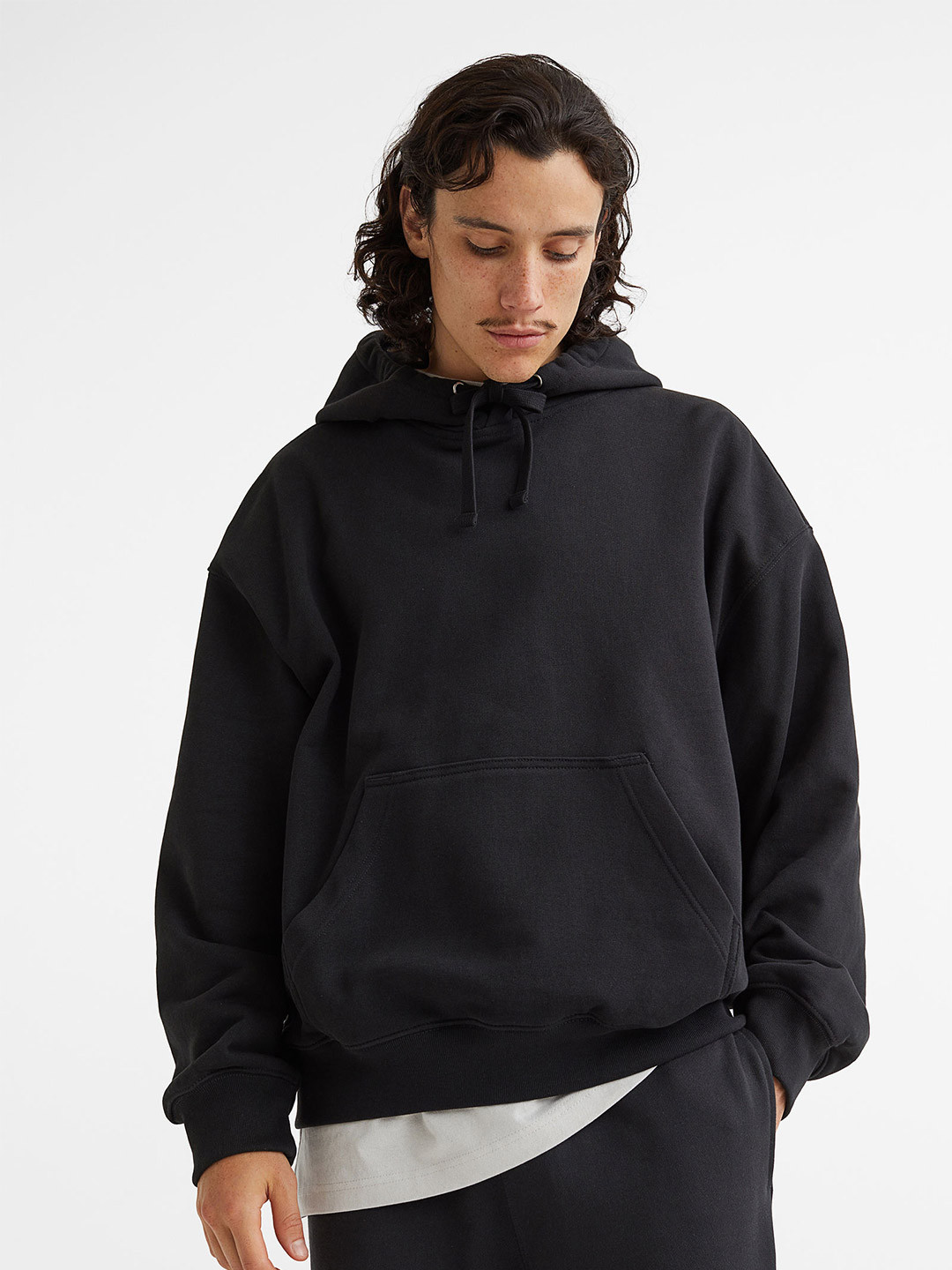 

H&M Men Oversized Fit Cotton Hoodie, Black