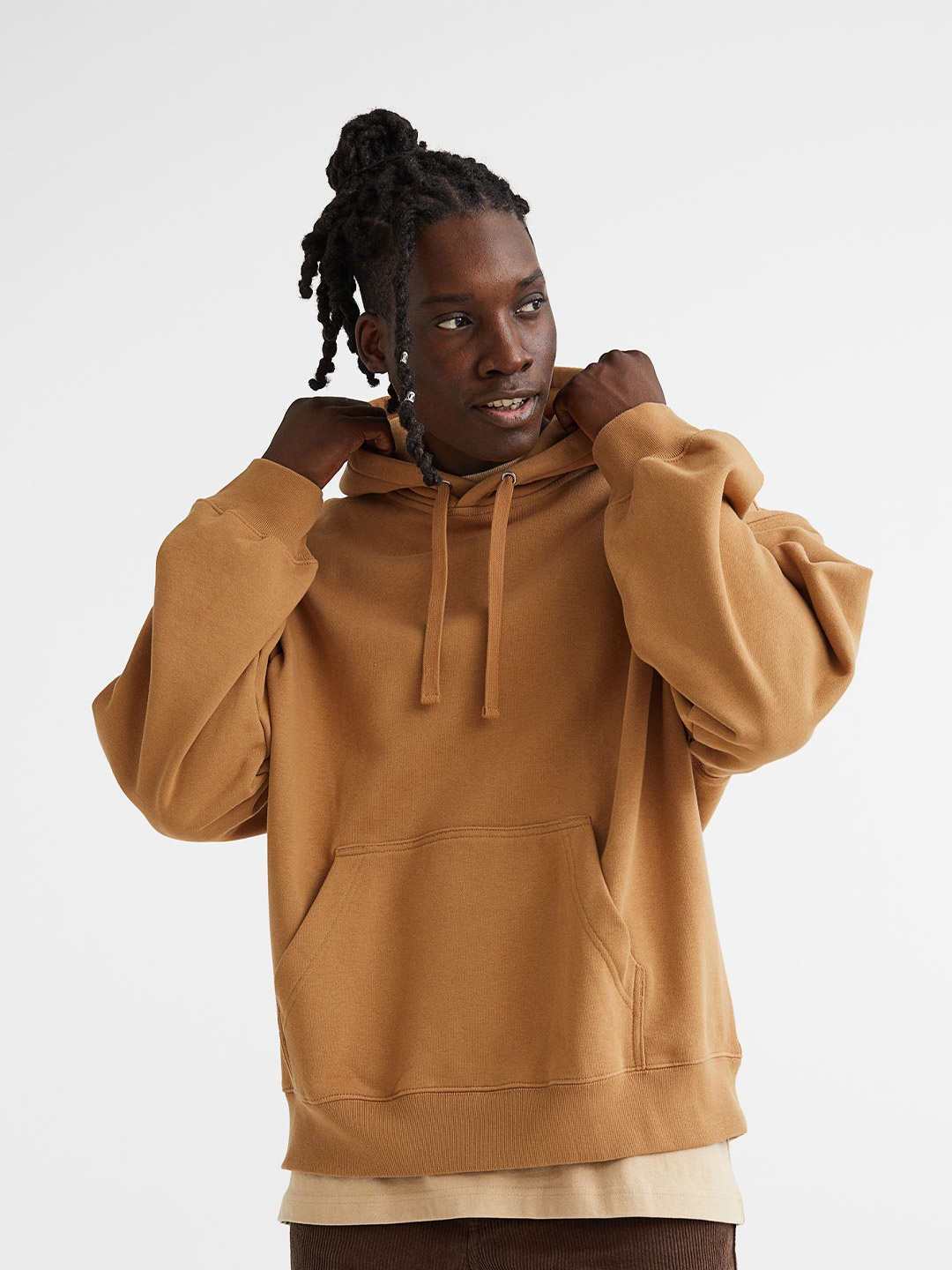 

H&M Men Oversized Fit Cotton Hoodie, Beige
