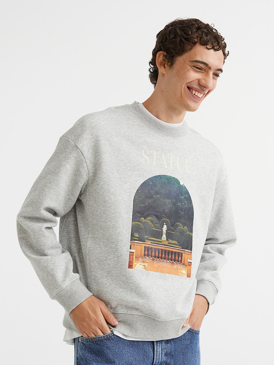 

H&M Printed Sweatshirt, Grey