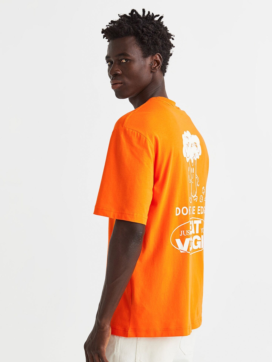 

H&M Men Relaxed Fit Printed T-shirt, Orange