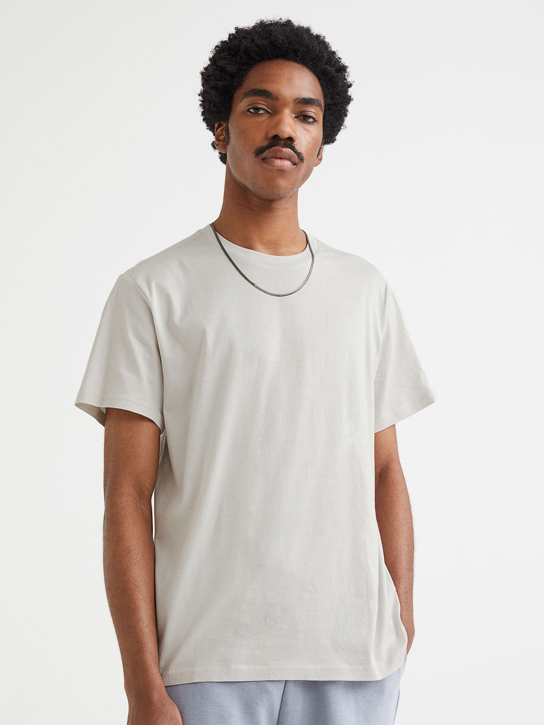

H&M Men Regular Fit Round-Neck T-shirt, Beige