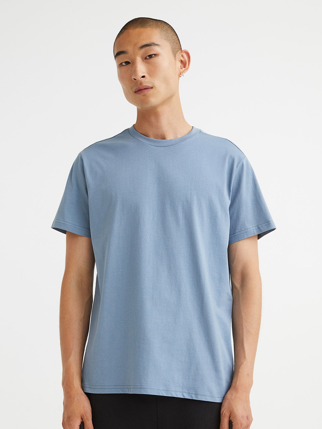 

H&M Men Regular Fit Round-Neck T-Shirt, Blue