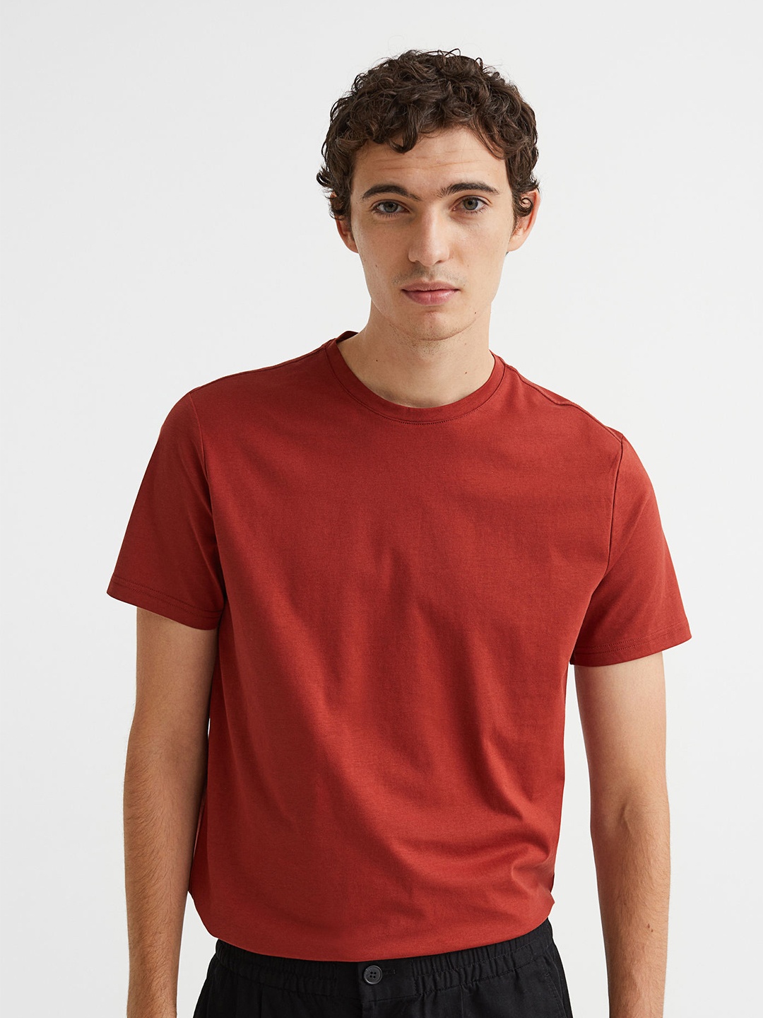 

H&M Men Slim Fit Pima Cotton T-shirt, Red