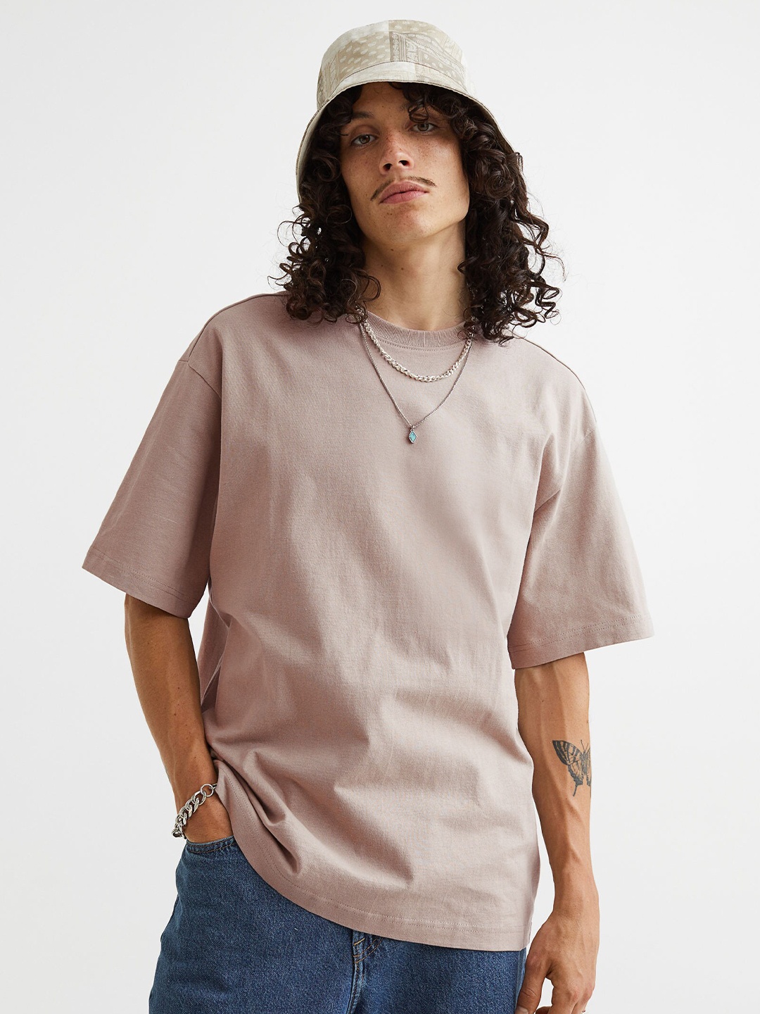 

H&M Men Relaxed Fit T-shirt, Beige