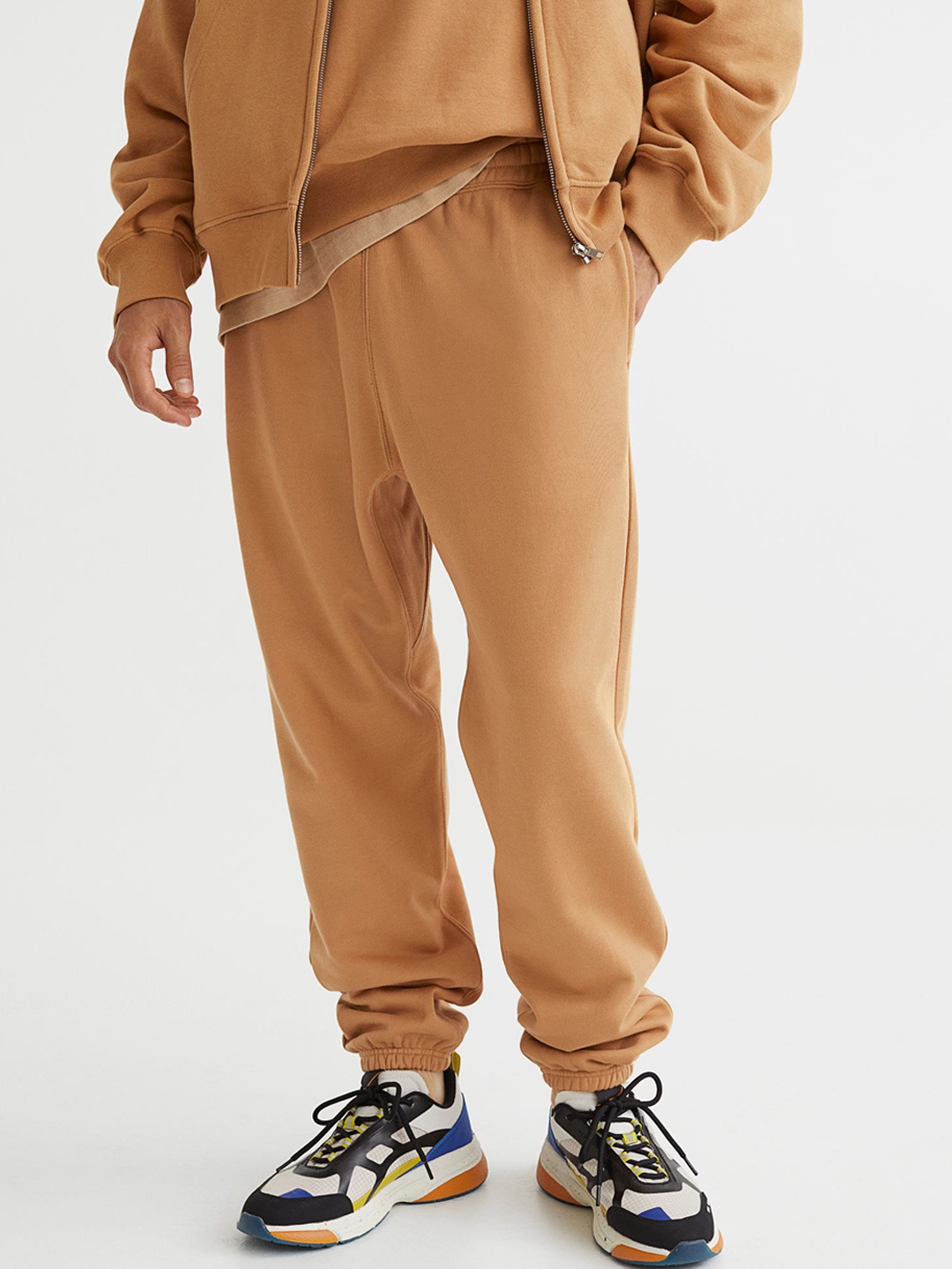 

H&M Men Relaxed Fit Cotton Joggers, Beige