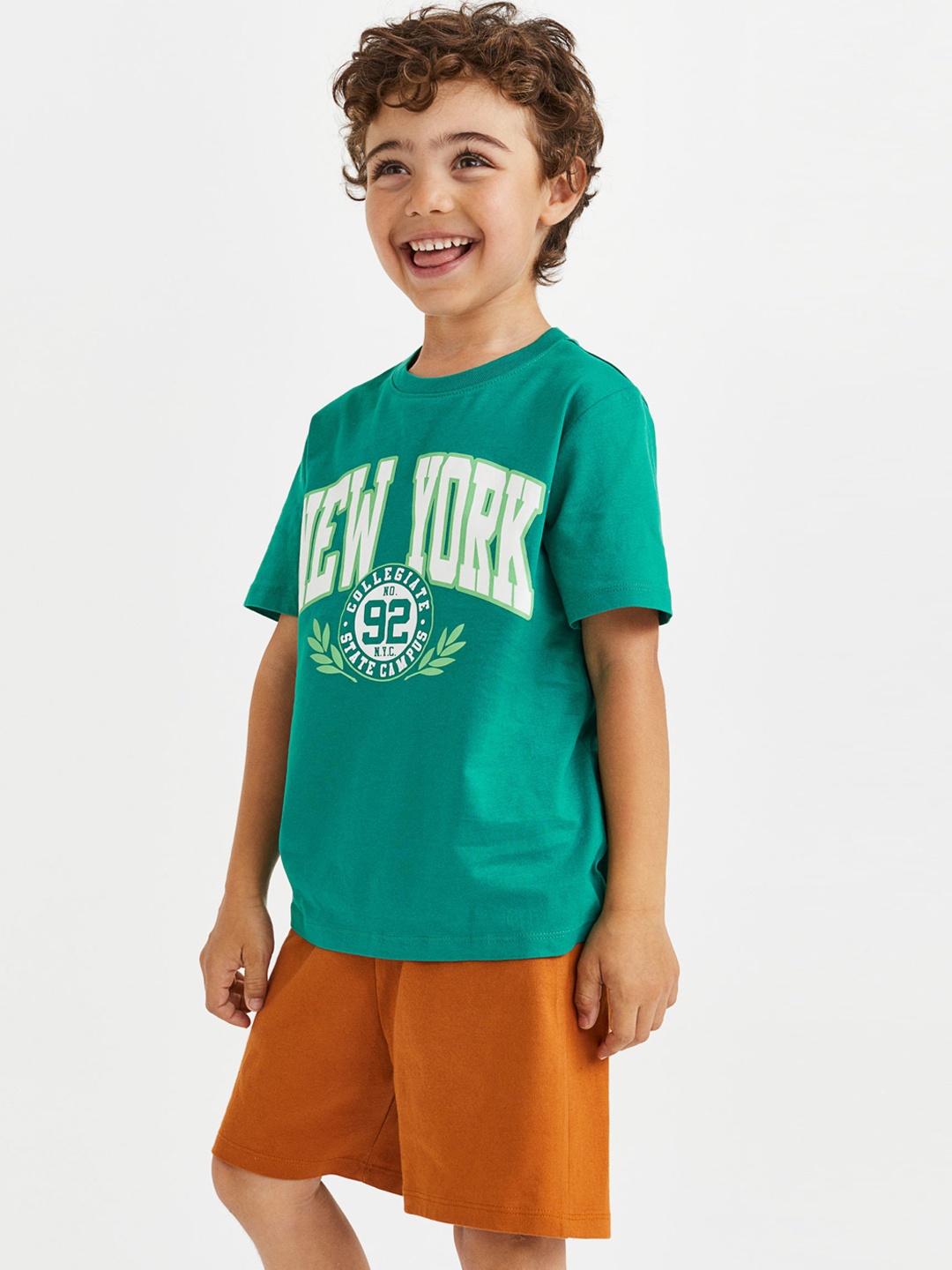 

H&M Boys 2-Piece Printed Cotton Jersey Set, Brown