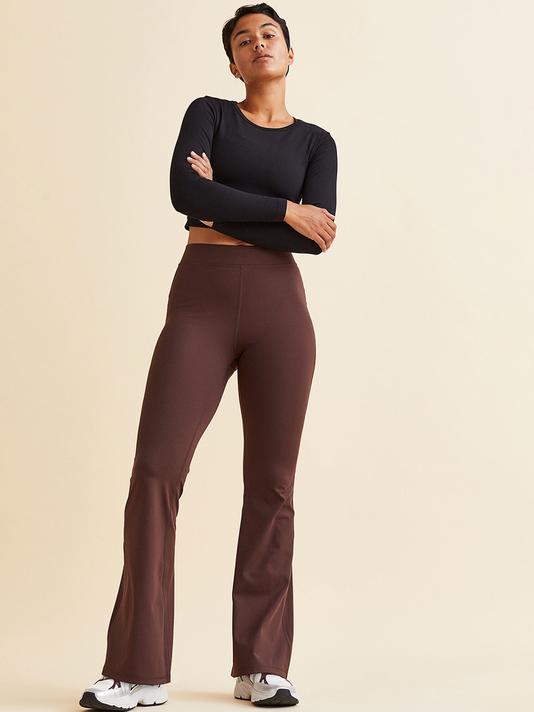 

H&M Women High Waist Sports Tights, Brown