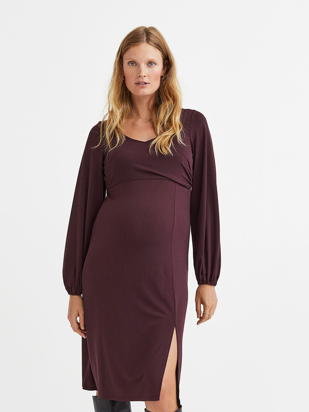 

H&M Maroon Mama Wrapover Jersey Dress