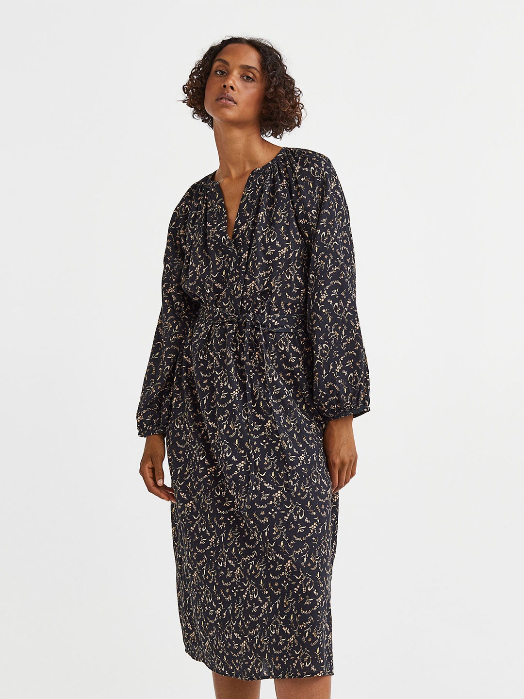 

H&M Balloon-Sleeved Dress, Black