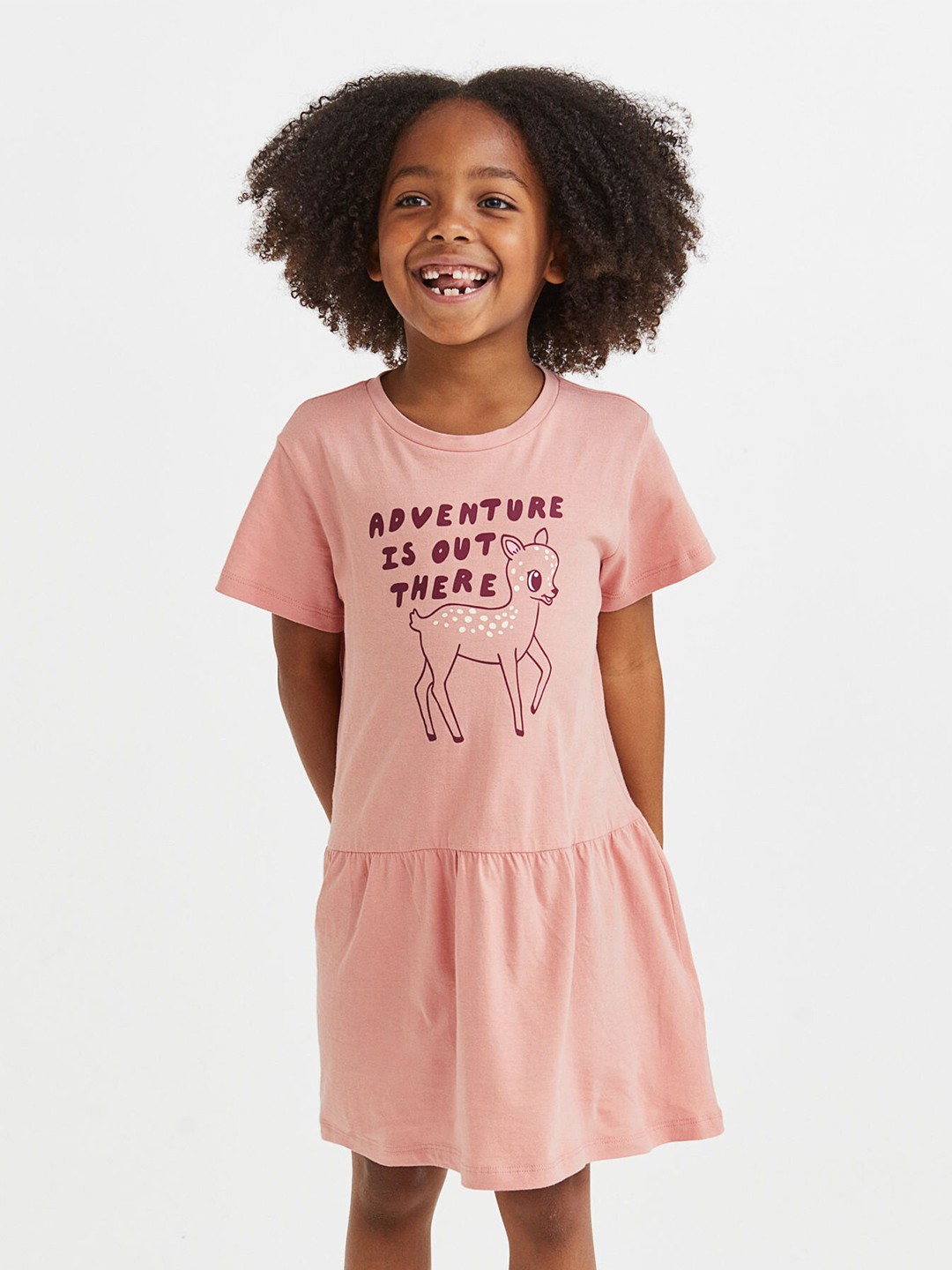 

H&M Girls 2-Pack Printed Jersey Dresses, Beige