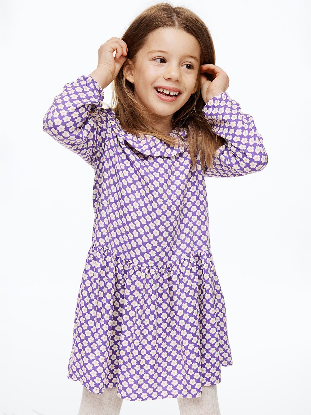 

H&M Girls Patterned Flounced Dress, Purple