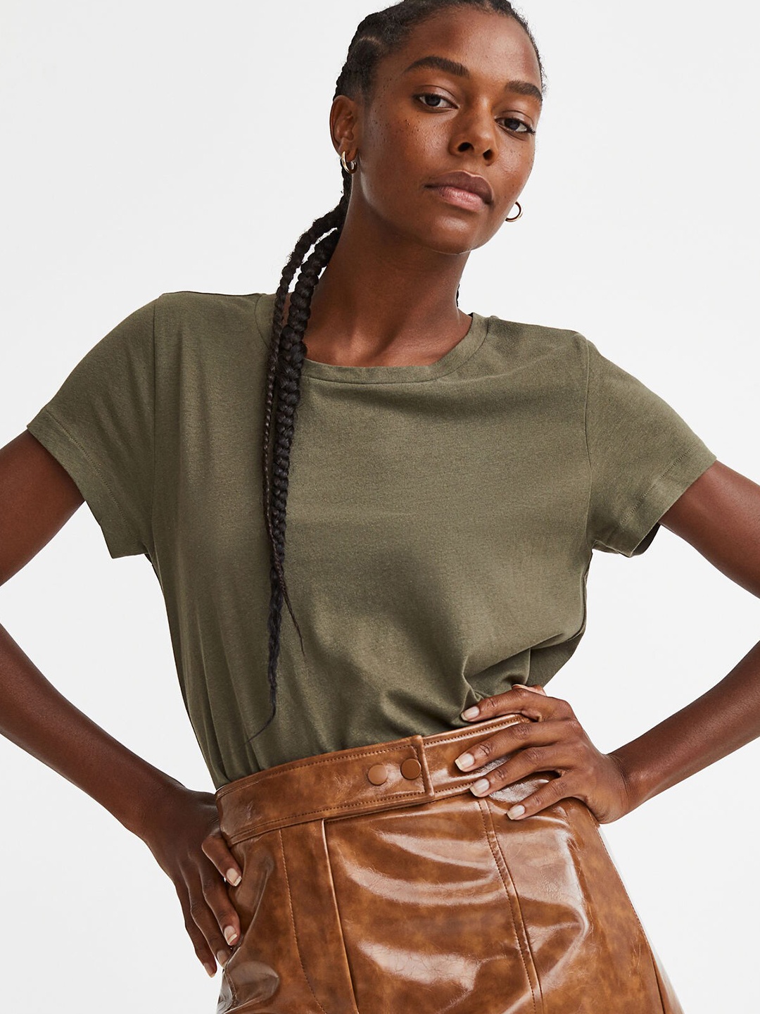 

H&M Women Cotton T-shirt, Olive
