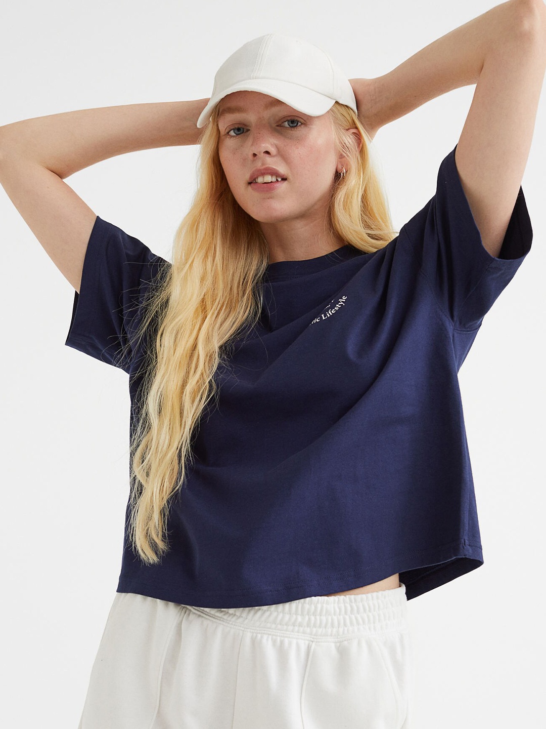 

H&M Women Boxy T-shirt, Blue