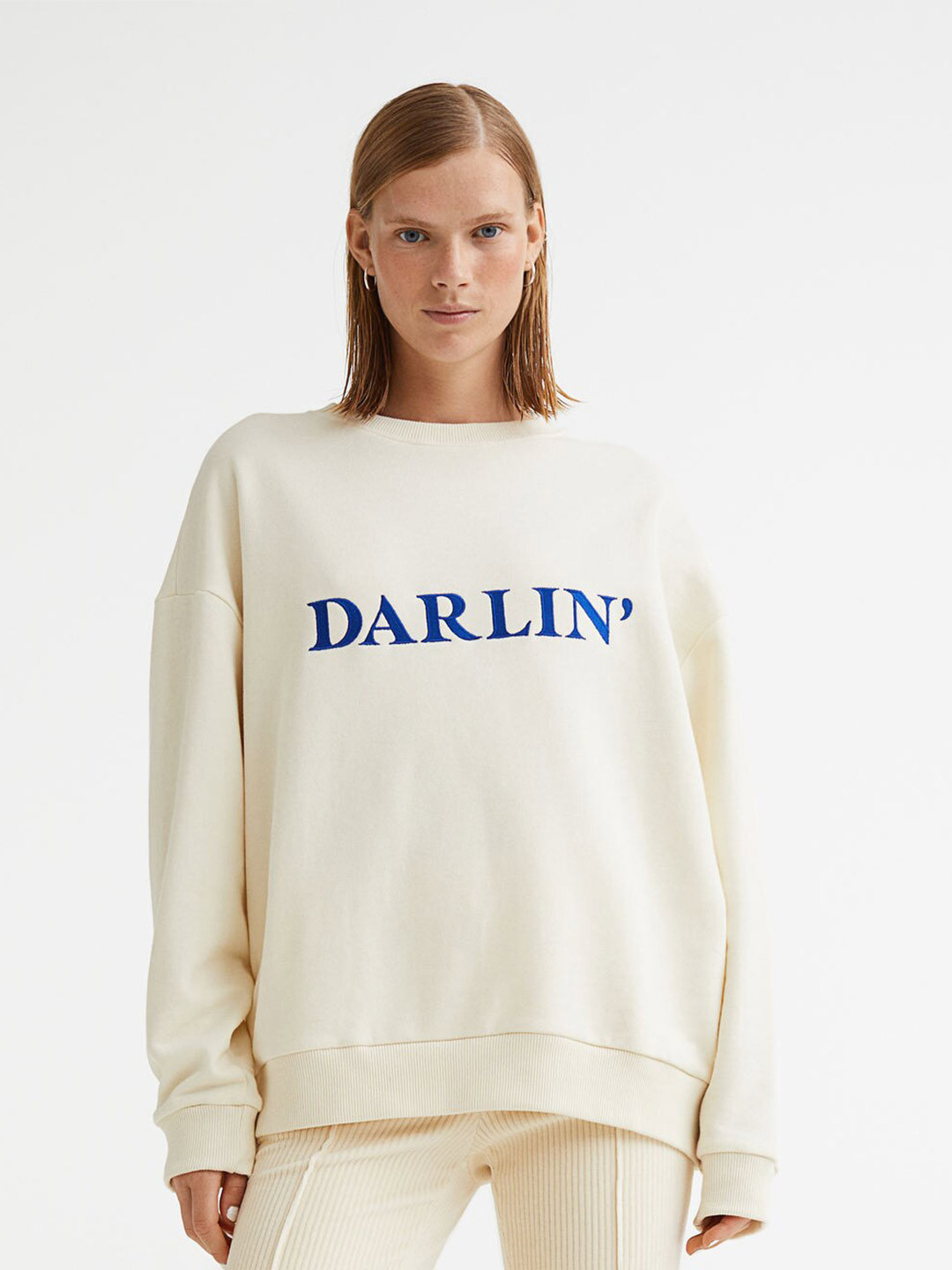 

H&M Women Embroidered Sweatshirt, White
