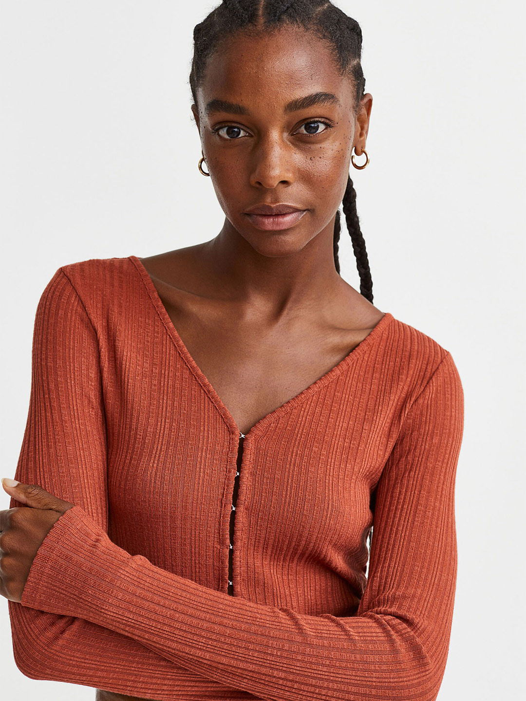 

H&M Women Short Cardigan, Rust