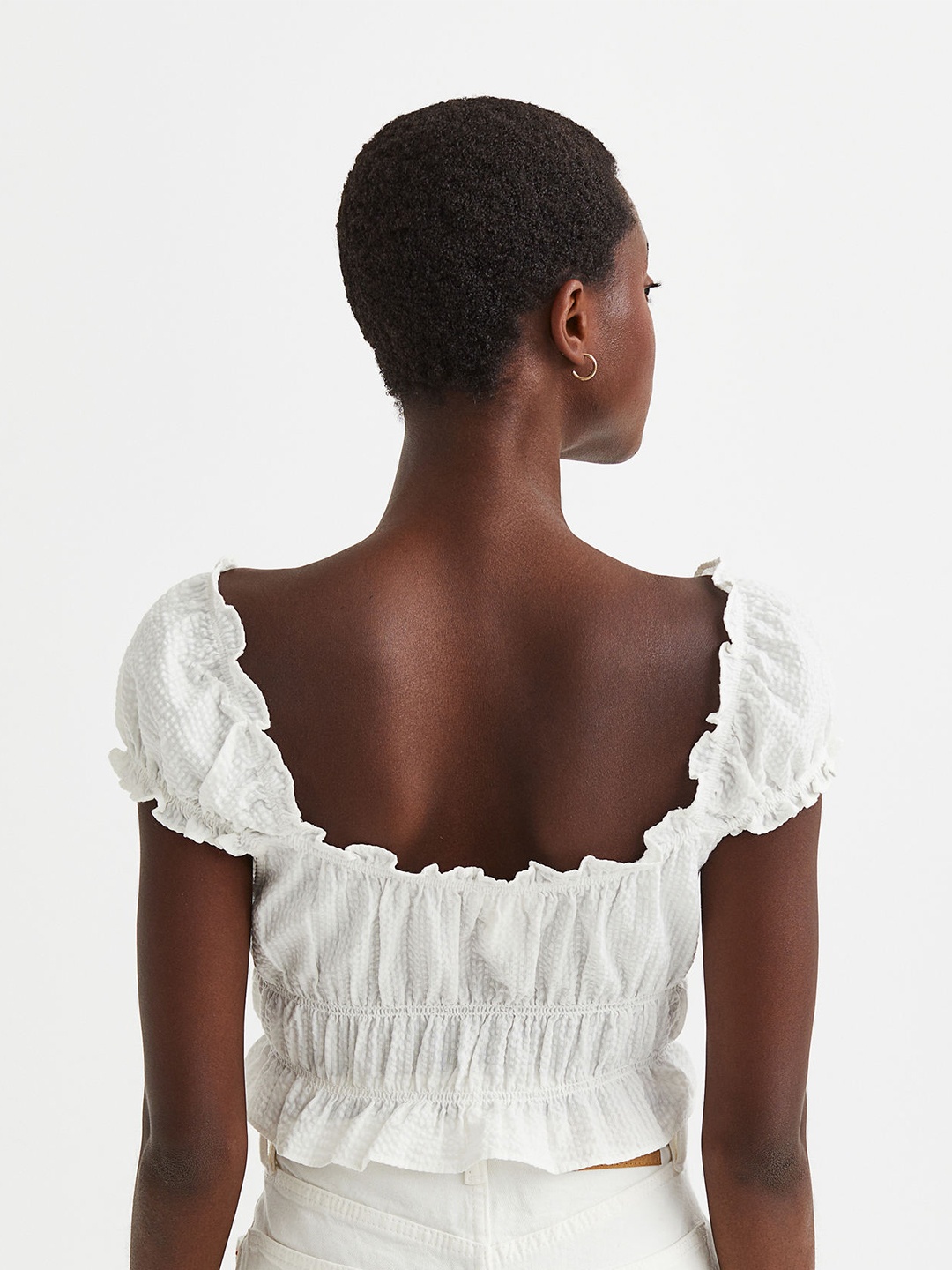 

H&M Puff-Sleeved Blouse, White