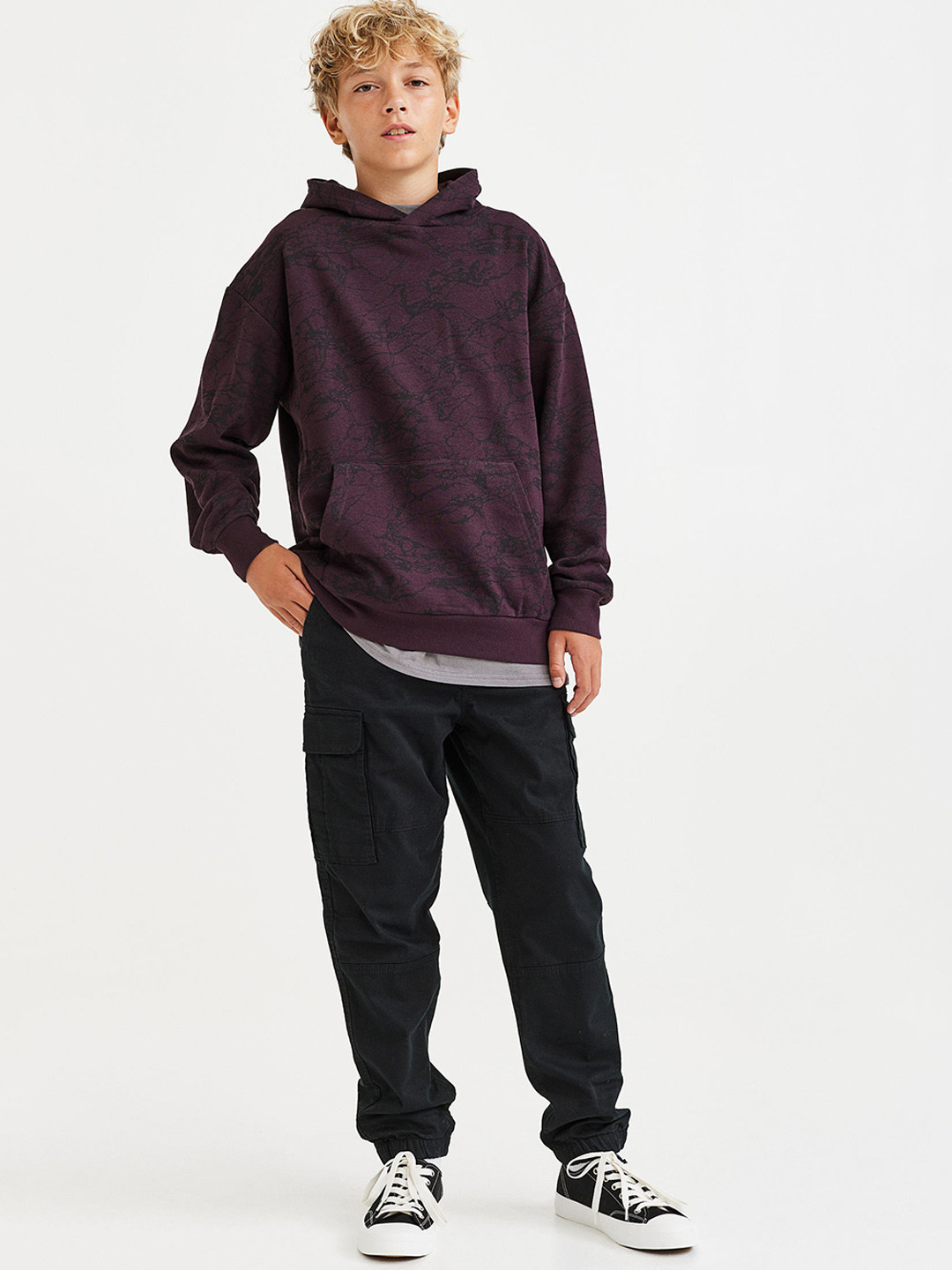 

H&M Boys Lined Cargo Joggers, Black