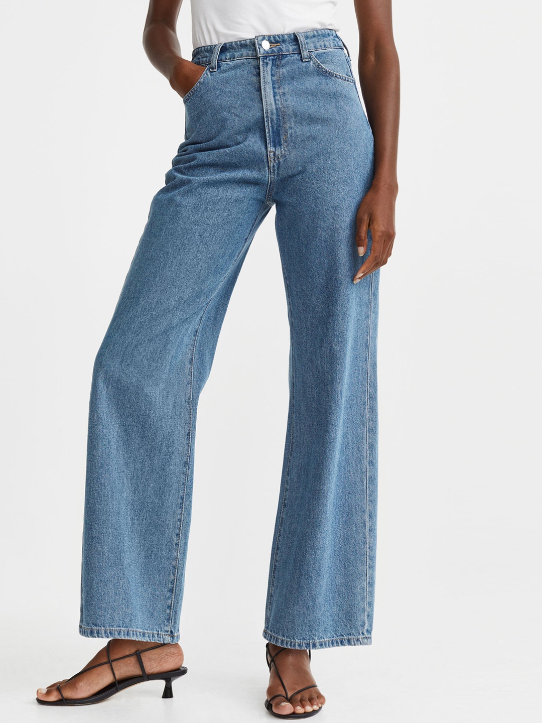 

H&M Women Wide High Jeans, Blue