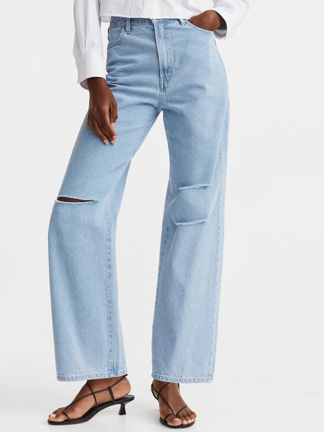 

H&M Women Wide High Jeans, Blue