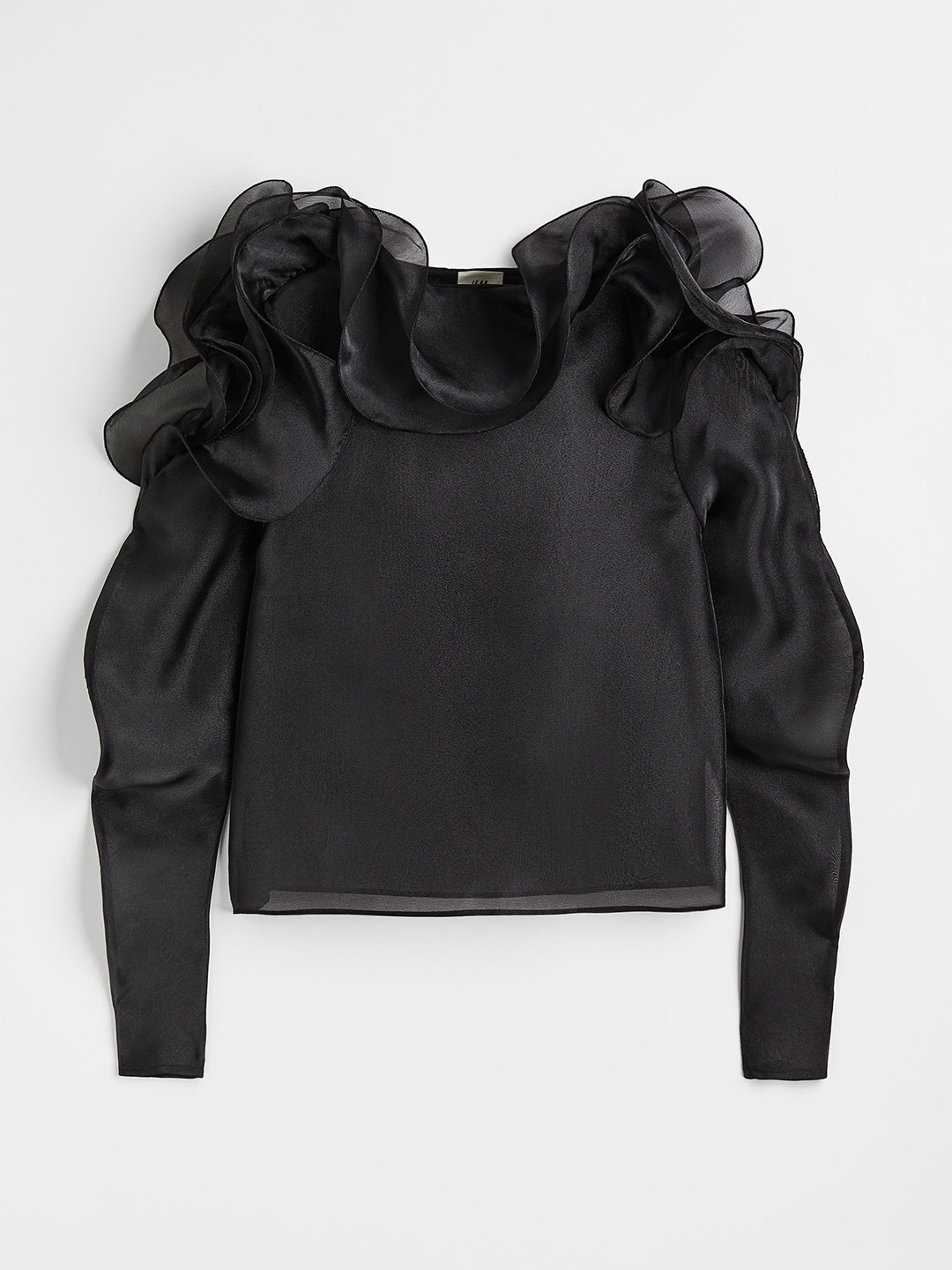 

H&M Women Flounce-Trimmed Top, Black