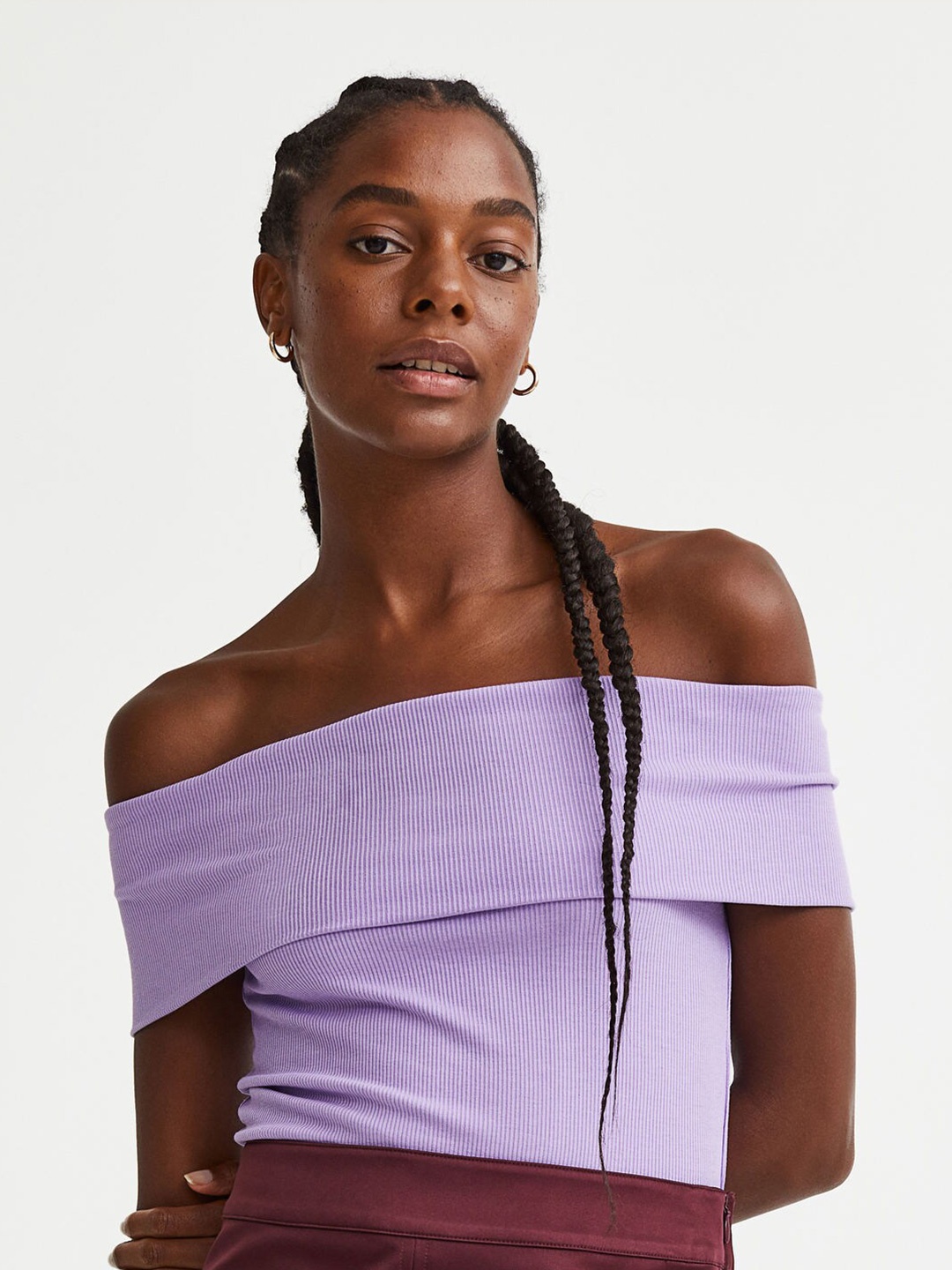 

H&M Women Off-The-Shoulder Top, Purple