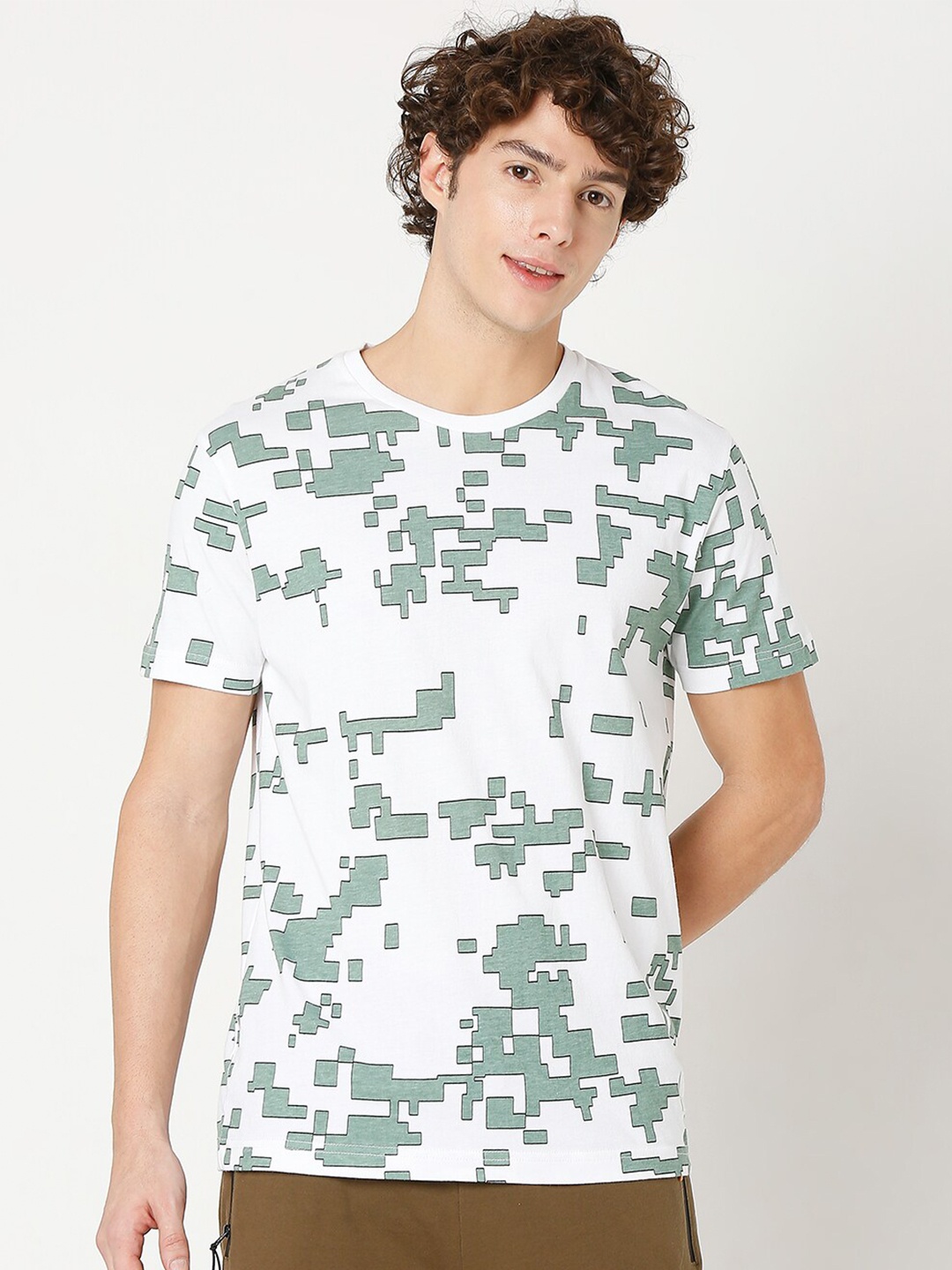 

Mufti Men Printed Tropical Slim Fit T-shirt, White