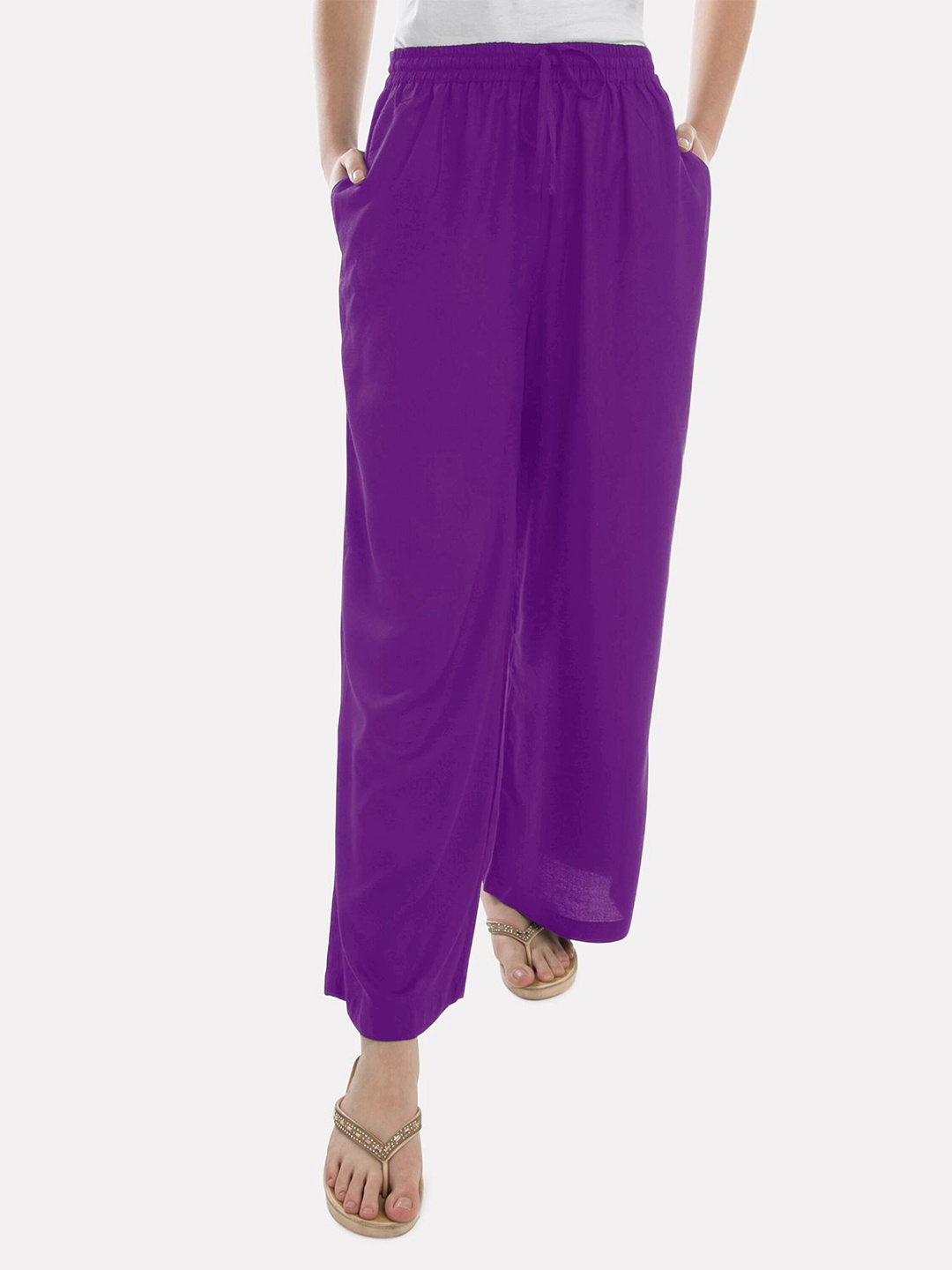 

PATRORNA Women Solid Flared Palazzos, Purple