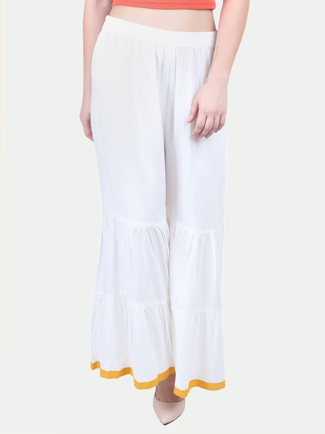 

PATRORNA Women Solid Palazzos, White