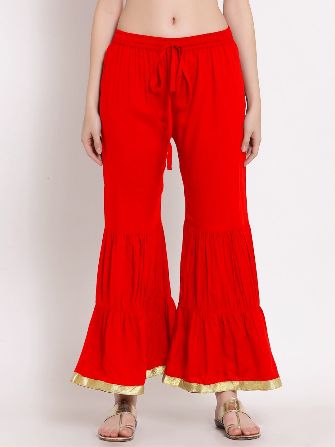 

PATRORNA Women Solid Palazzo, Red