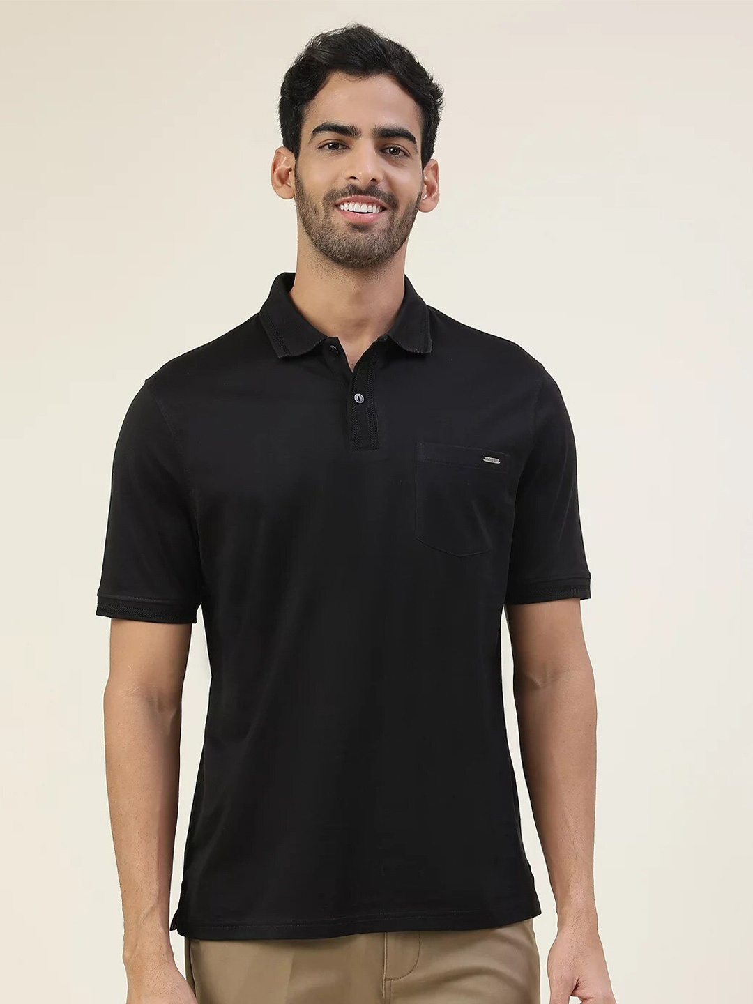 

Marks & Spencer Men Polo Collar Cotton T-shirt, Black