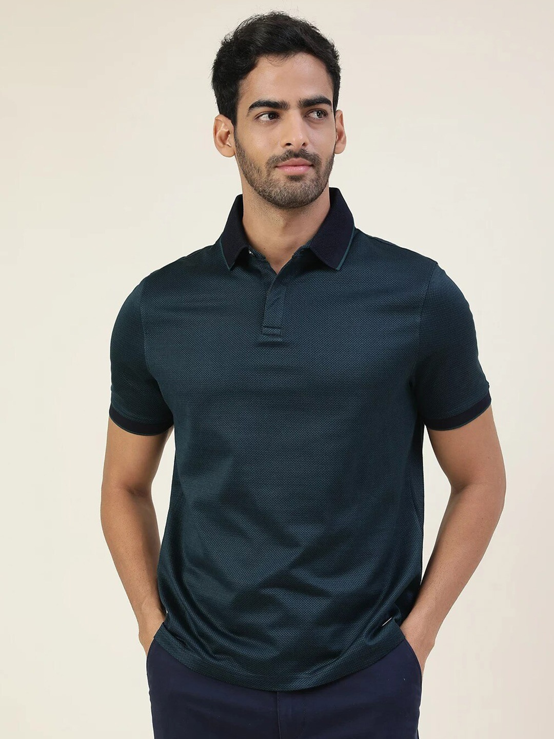 

Marks & Spencer Men Polo Collar T-shirt, Green