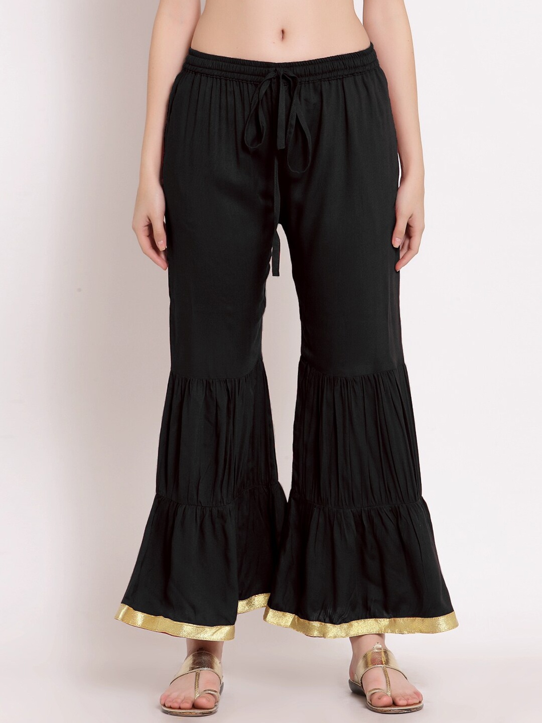 

PATRORNA Women Solid Wide Leg Palazzos, Black