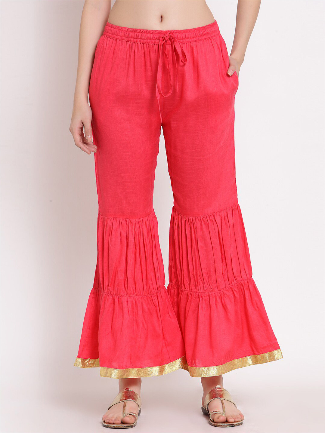

PATRORNA Women Solid Wide Leg Palazzos, Red