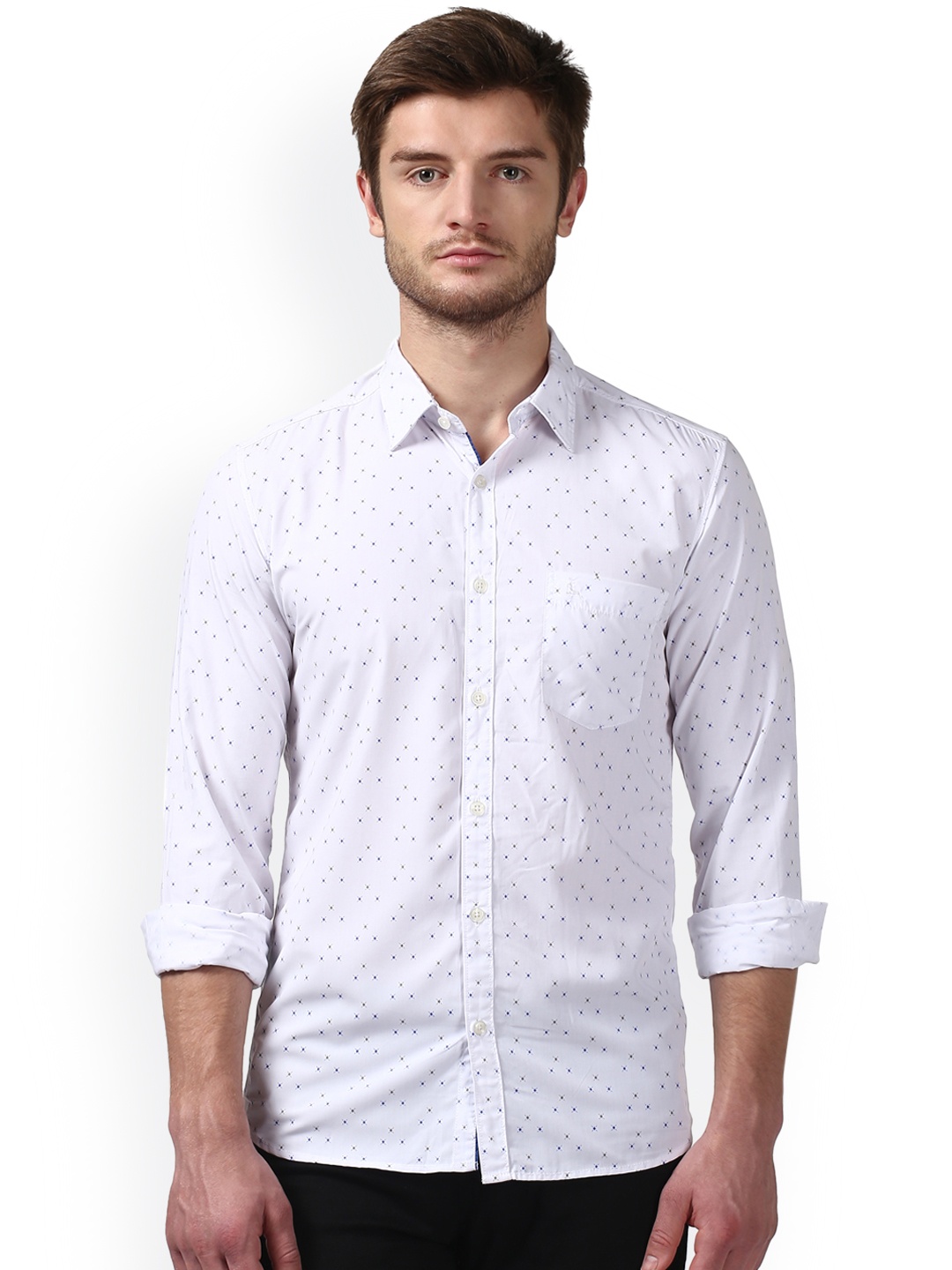 

Parx Men White Smart Slim Fit Printed Casual Shirt