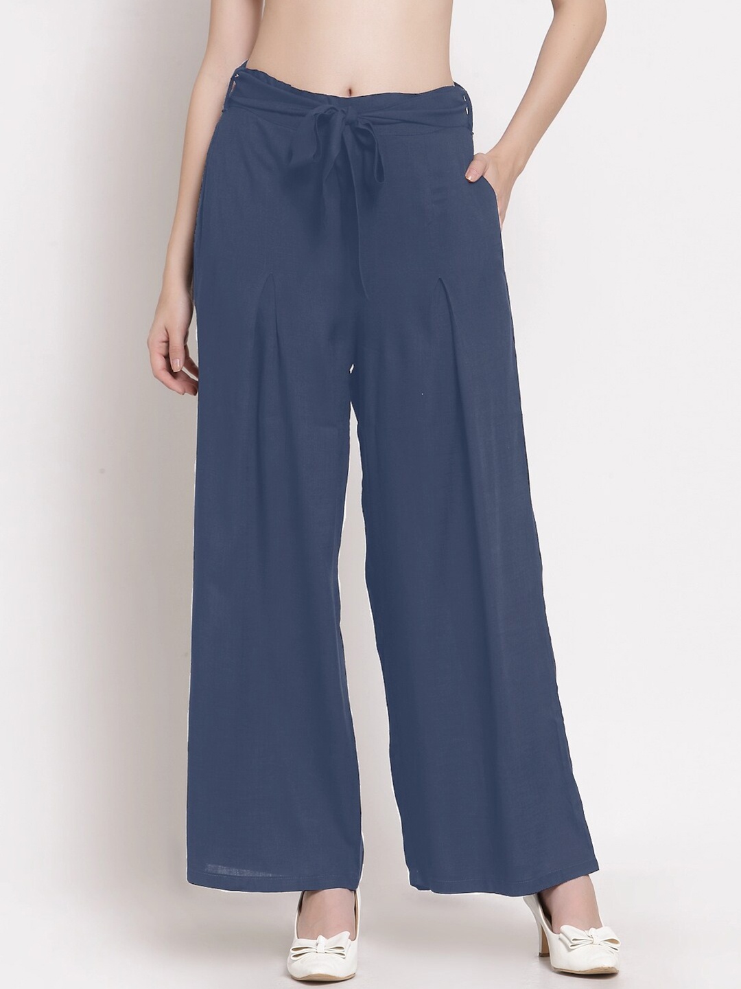 

PATRORNA Women Solid Flared Palazzos, Grey