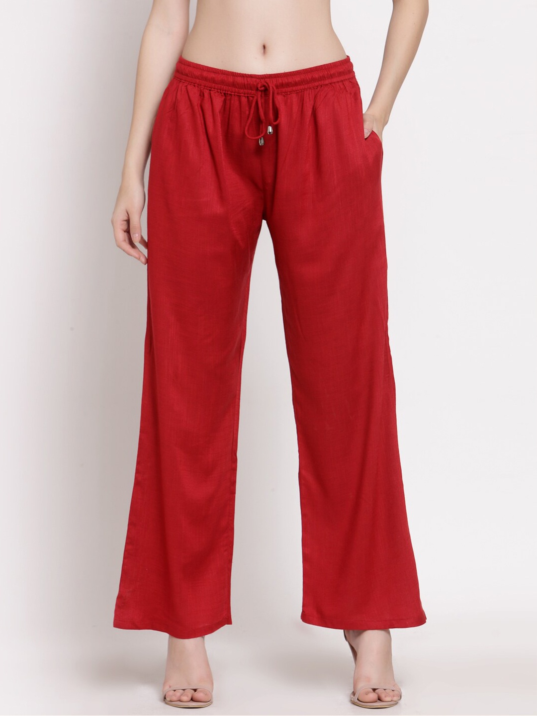 

PATRORNA Women Solid Palazzos, Maroon