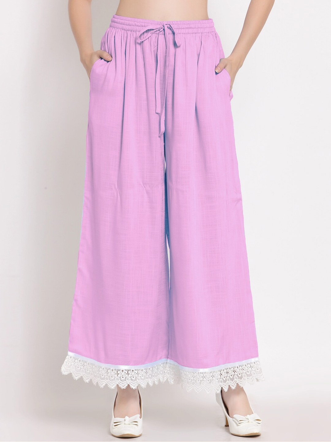 

PATRORNA Women Solid Flared Ethnic Palazzos, Pink