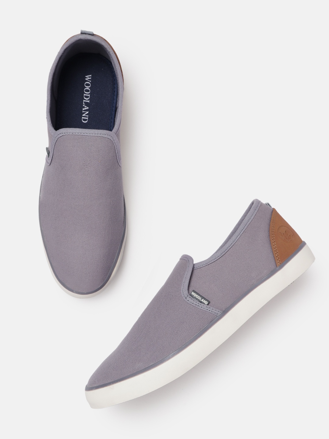 

Woodland Men Grey Solid Leather Slip-On Sneakers